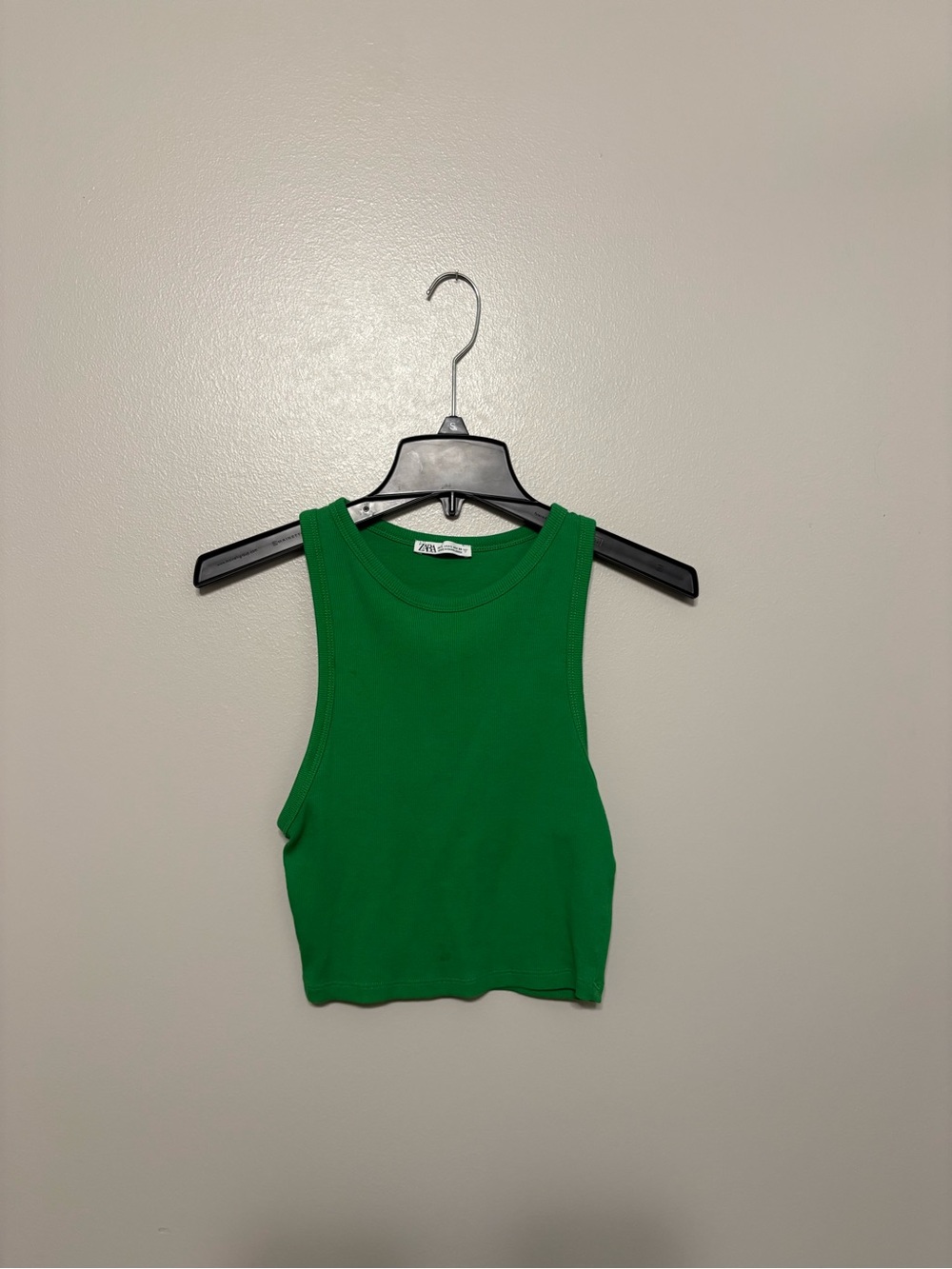 Zara Bright Green Ribbed Crop Tank